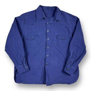 Vintage Double Pocket Western Yoke Dark Blue Denim Men’s XL Button Up